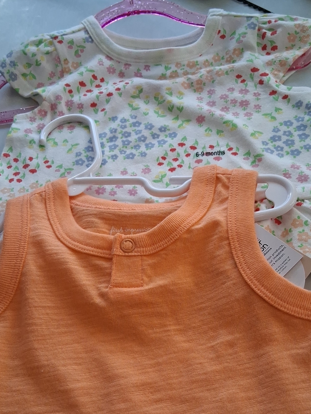 2 First Impressions Baby Girls Floral Print & Orange Tank Tops